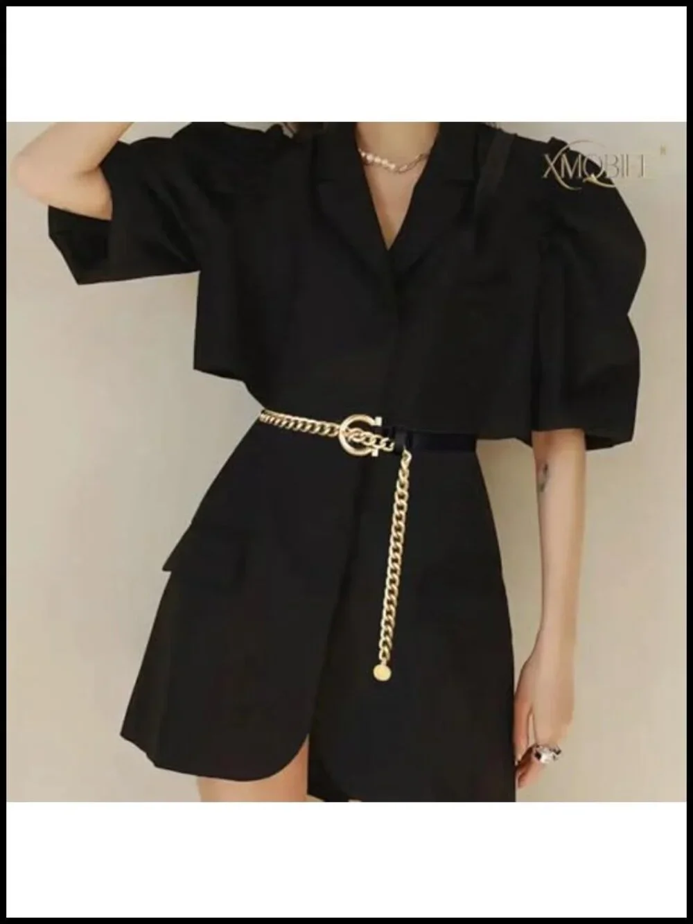 Faux Leather Belt with Gold Chain and Coin Charm, Adjustable Waist Belt for